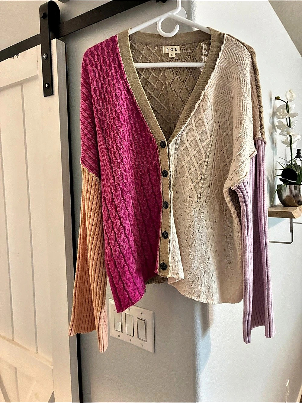 NWOT !!!! POL Color Block Knit Cardigan Size Large